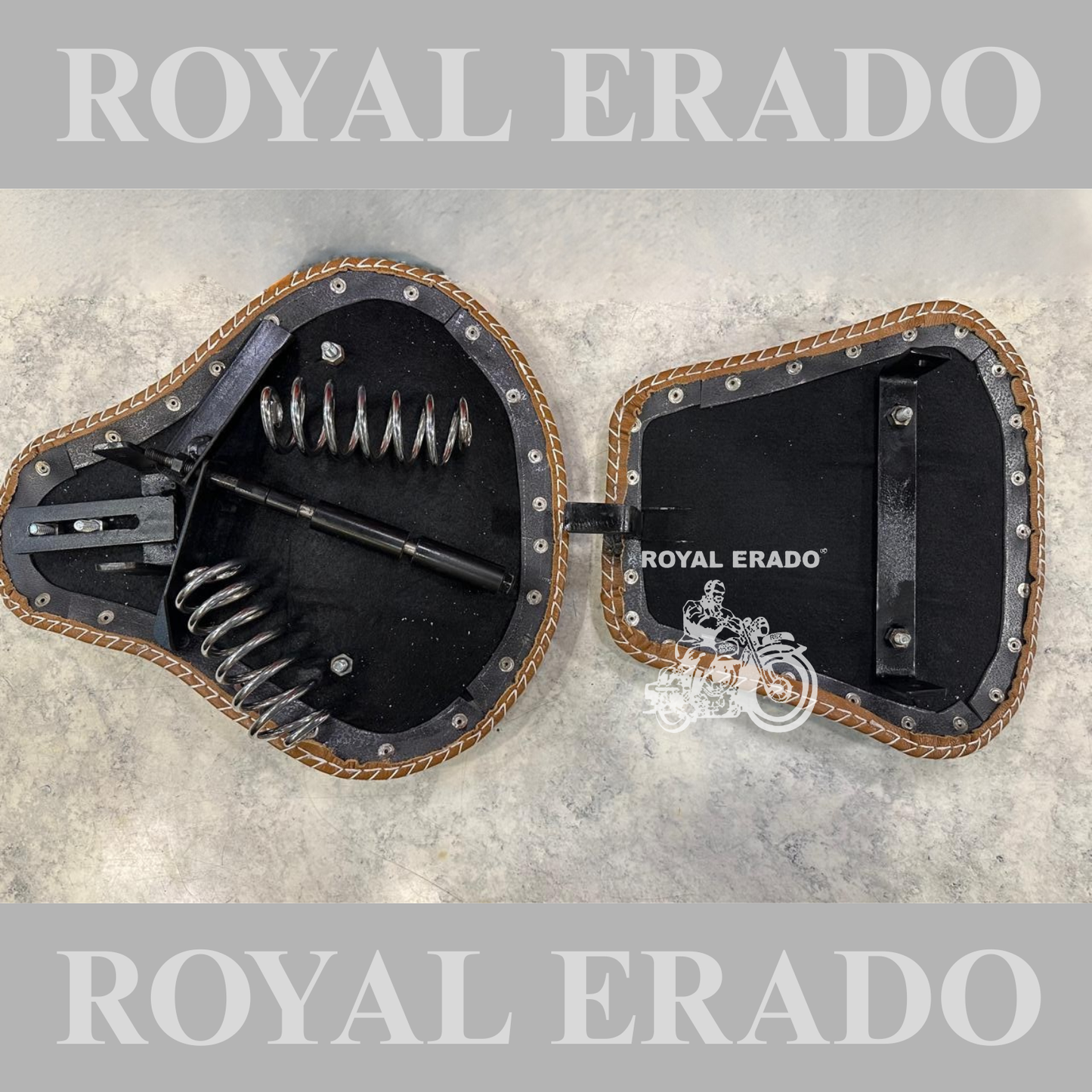 Royal Enfield leather seat for Reborn Classic Kabir sing style black seat with springs.