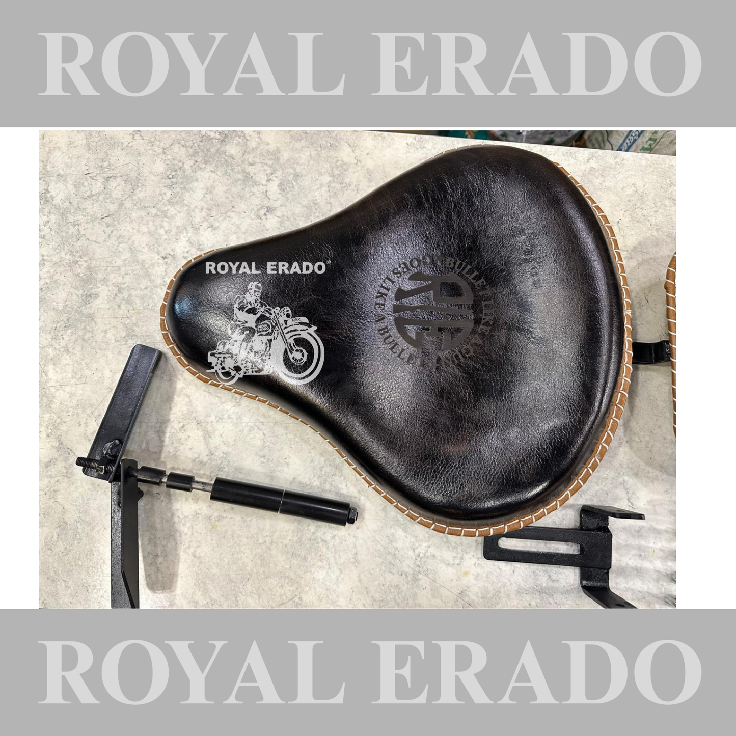 Royal Enfield leather seat for Reborn Classic Kabir sing style black seat with springs.