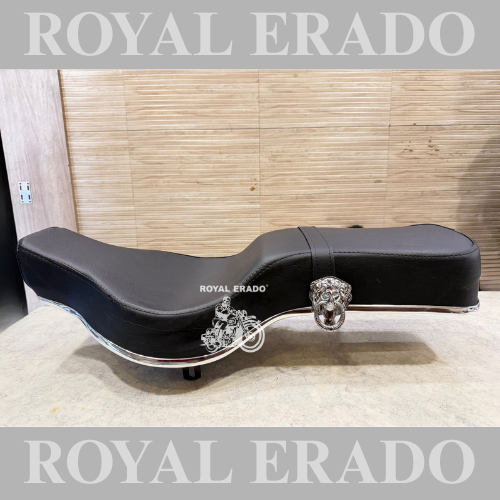 Royal Enfield new seat with lion buckle in chrome for classic electra standard and battalion reborn classic, vintage g2 1962 old model bullet 350