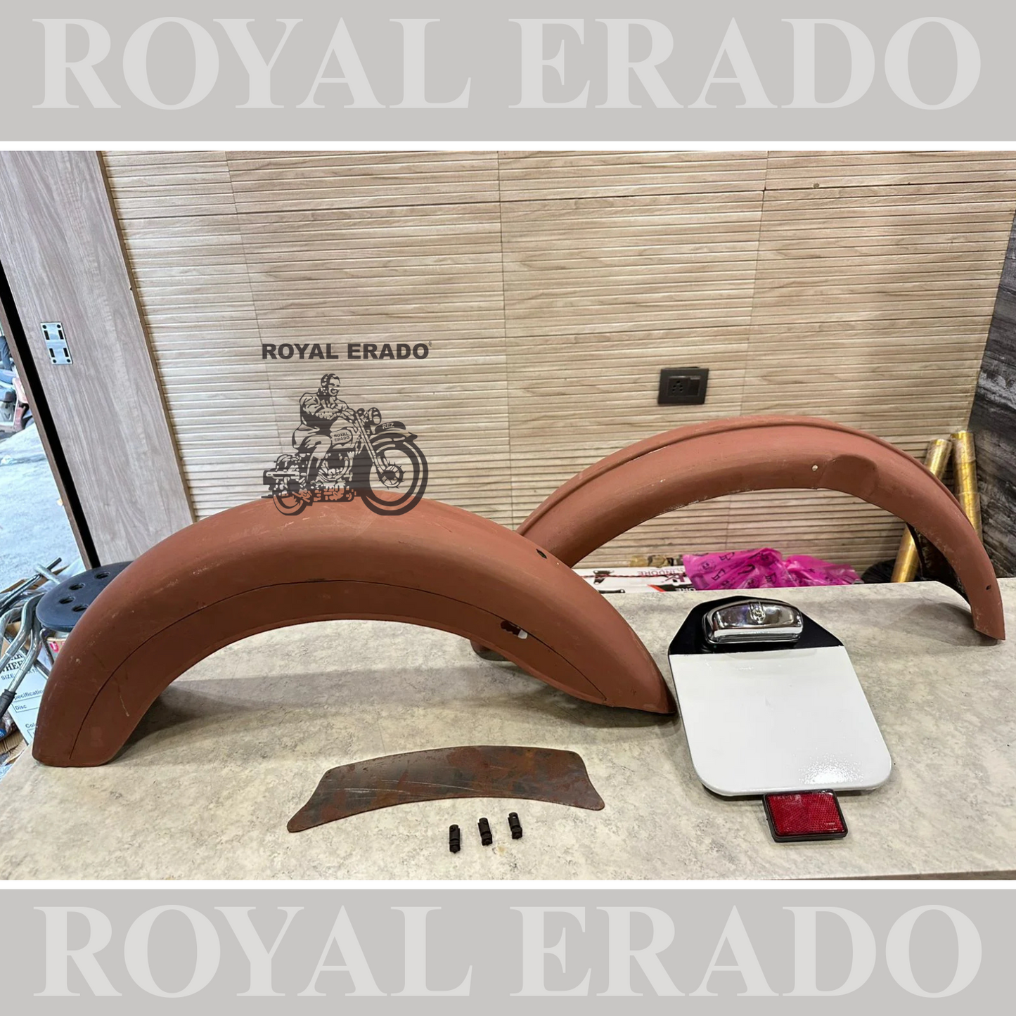 vintage 1962 royal enfield g2 model style indori mudguard with front and rear mudguard with no plate