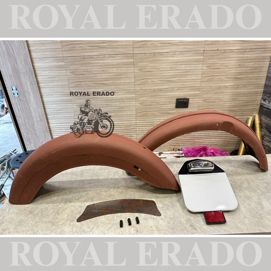 vintage 1962 royal enfield g2 model style indori mudguard with front and rear mudguard with no plate