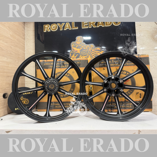 Raceby kingway 10 spoke harley design  alloy wheel for reborn classic and battalion standard double disc  front 19” disc and rear 18” disc