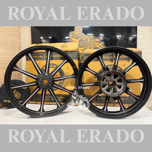 Raceby Kingway 10 spoke harley design Black Alloy wheel for Royal Enfield  reborn classic single disc and new standard battalion after 2022 model ( front 19” disc & rear drum 18” )