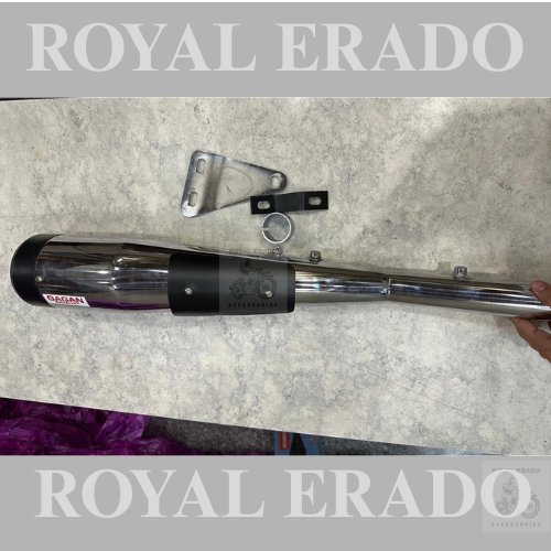 Royal enfield classic electra standard reborn classic battalion standard old model g2 1962 bullet cobra upswept silencer exhaust  with plate in chrome