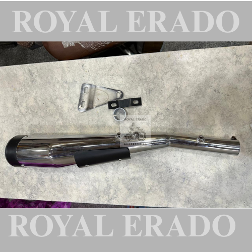 Royal enfield classic electra standard reborn classic battalion standard old model g2 1962 bullet cobra upswept silencer exhaust  with plate in chrome