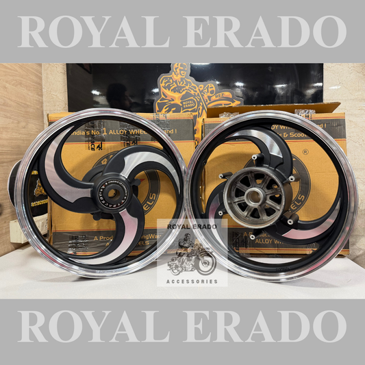 Raceby / Kingway 3S & 3 Spoke Talwar Black Alloy wheel for Royal Enfield  reborn classic single disc and new standard battalion after 2022 model ( front 19” disc & rear drum 18” )