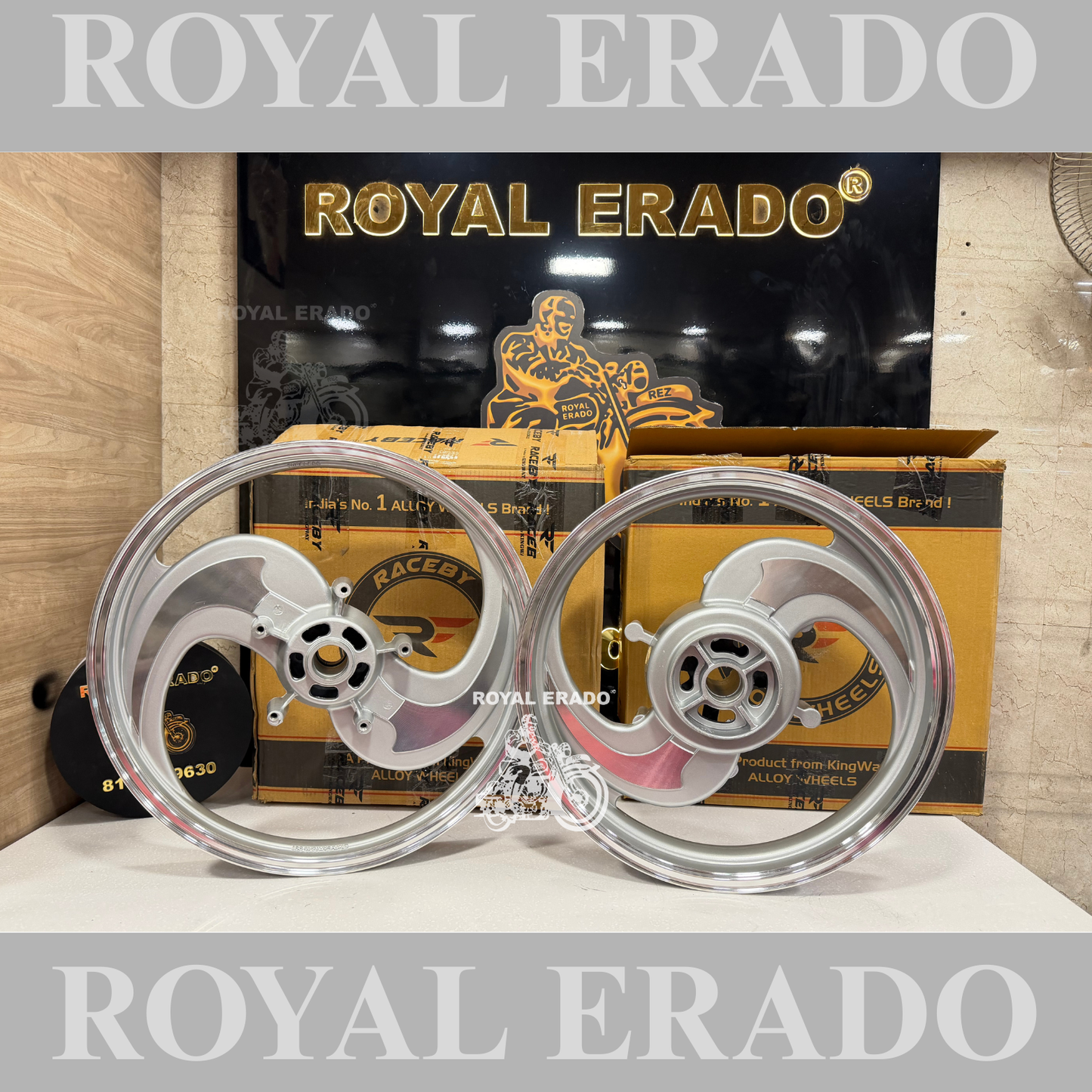 KINGWAY RACEBY 2 SPOKE 2S TALWAR Silver CNC Alloy wheel for Royal Enfield  reborn classic single disc and new standard battalion after 2022 model ( front 19” disc & rear drum 18” )