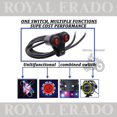 Royal enfield fog light double switch for 3 types of function for classic electra standard battalion reborn meteor 350 super meteor 650 hunter 350 short gun interceptor and continental gt 650  Motorcycle Handlebar Control Switches ON Off Switch