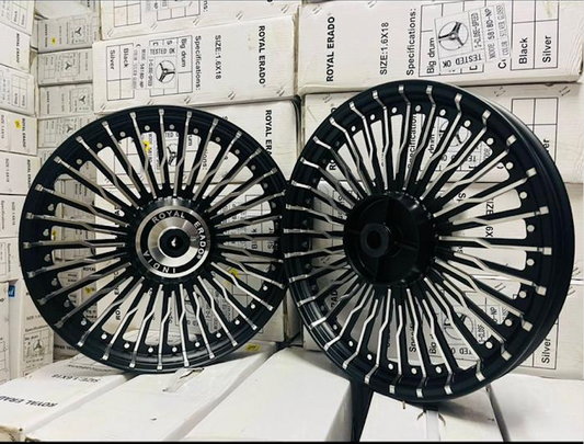 ROYAL ERADO Imported 30 spoke Alloy Wheel Set BIG drum brake Set BIG drum brake | For Splendor I3S N SPLENDOR PLUS N SPLENDOR PRO / hf deluxe / passion / passion pro / super splendor / hero Honda new model splendor (front 18” drum and rear 18” big drum)