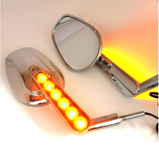 Royal enfield mirror in chrome with indicators harley style for  super meteor 650 meteor 350 classic electra standard reborn hunter 350 vintage 1962 old model bullet 350