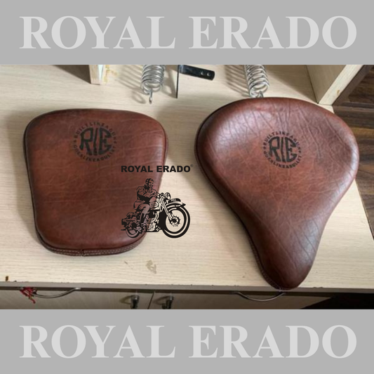 Royal Enfield vintage style 1962 old model g2 kabir singh seat in leather with spring for Classic Electra and Standard.