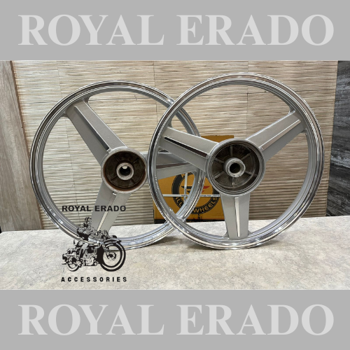 Raceby Kingway  RX100 RX-135 RX-100 Alloy Wheels Mercedes Diamond Silver Design For Yamaha RX-100.