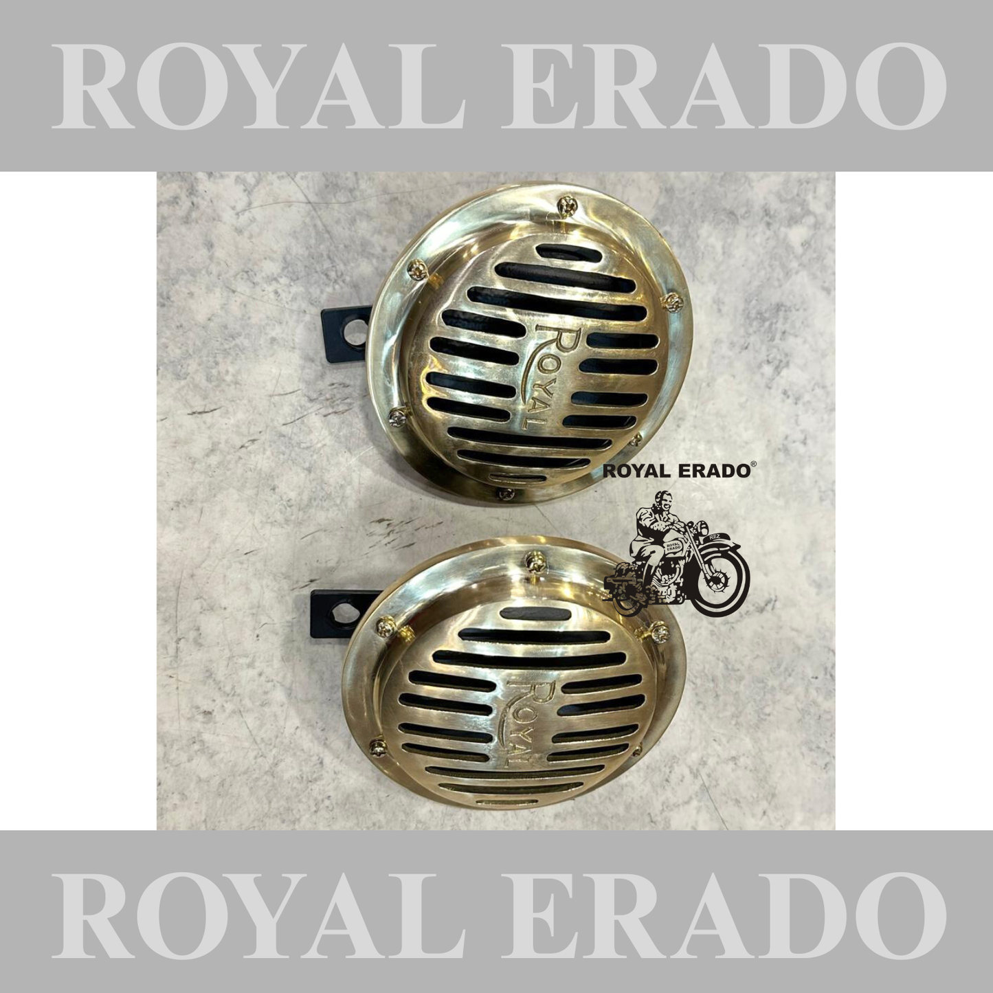 Royal Enfield Brass Roots Vibrasonic Horn set high tone and low tone set for Reborn Classic Electra Battalion Standard Meteor 350 super meteor 650, Himalayan , Hunter 350 , Classic 650 Twin , Interceptor 650 and Continetal Gt650
