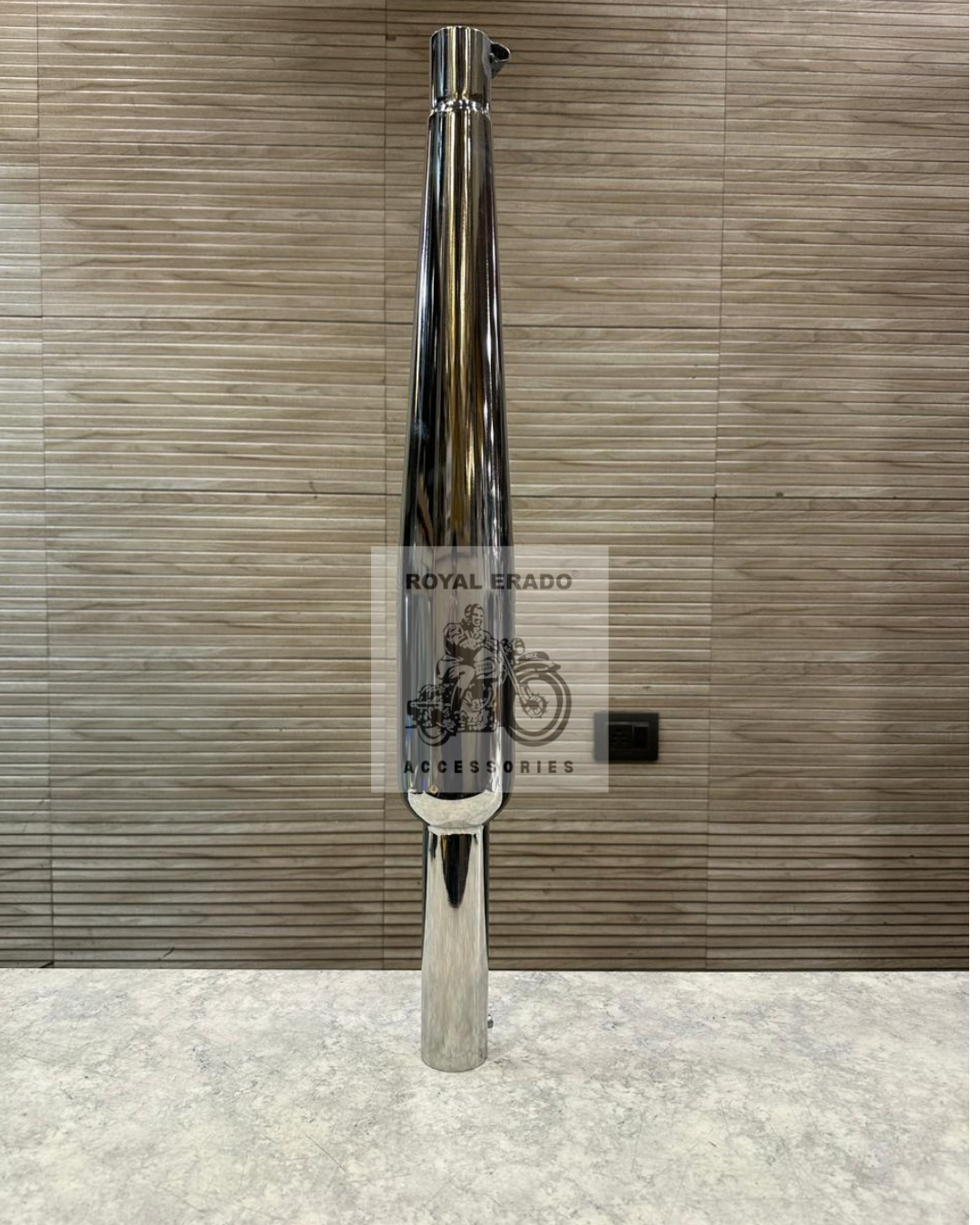 Royal enfield classic Electra standard reborn classic standard battalion hunter 350 meteor 350 goldstar exhaust silencer in stainless steel non- rustable with db killer and glasswool , would give base sound