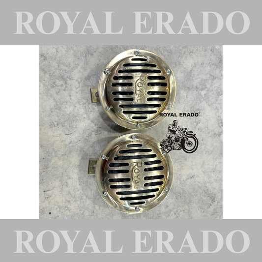 Royal Enfield Brass Roots Vibrasonic Horn set high tone and low tone set for Reborn Classic Electra Battalion Standard Meteor 350 super meteor 650, Himalayan , Hunter 350 , Classic 650 Twin , Interceptor 650 and Continetal Gt650