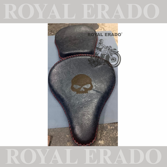 Royal Enfield leather seat for Classic Electra and Standard Kabir sing style black with skull logo seat with springs