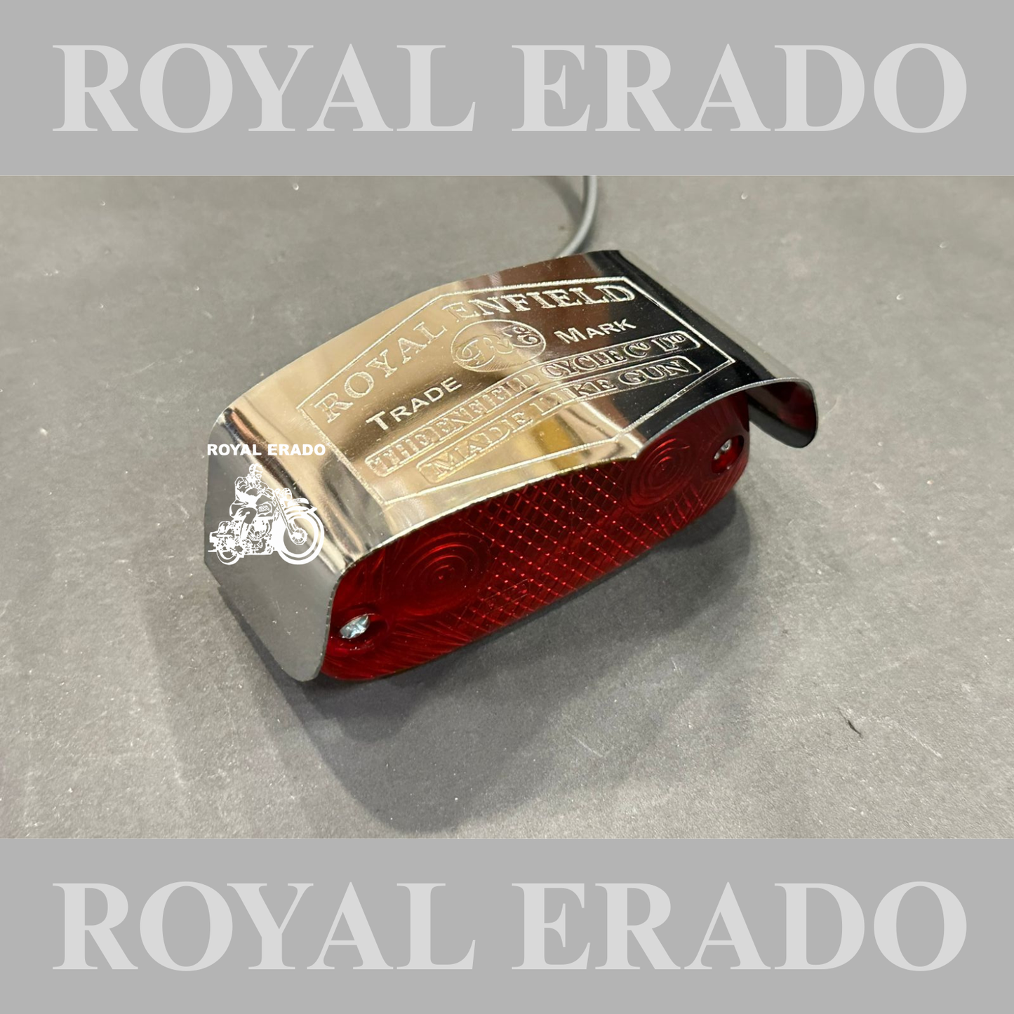 Royal Enfield Vintage British style made in England made like a gun logo Vintage 1962 old g2 model tail light with shade in chrome engraved