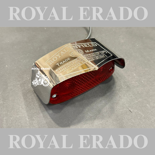 Royal Enfield Vintage British style made in England made like a gun logo Vintage 1962 old g2 model tail light with shade in chrome engraved