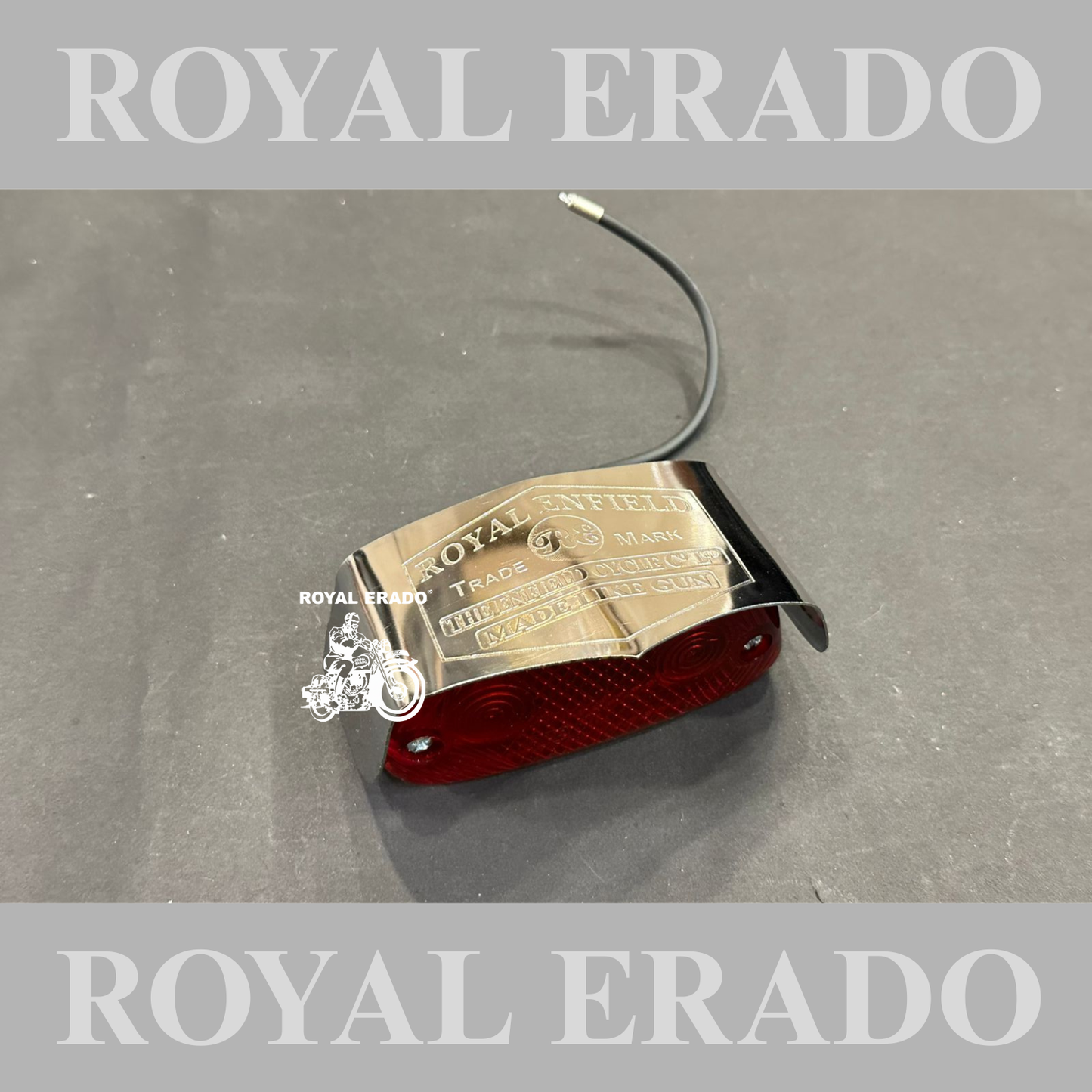 Royal Enfield Vintage British style made in England made like a gun logo Vintage 1962 old g2 model tail light with shade in chrome engraved