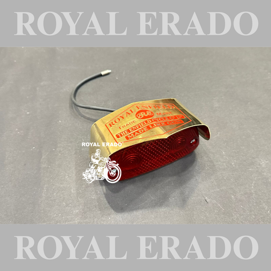 Royal Enfield Vintage British style made in England made like a gun logo Vintage 1962 old g2 model tail light with shade in brass engraved