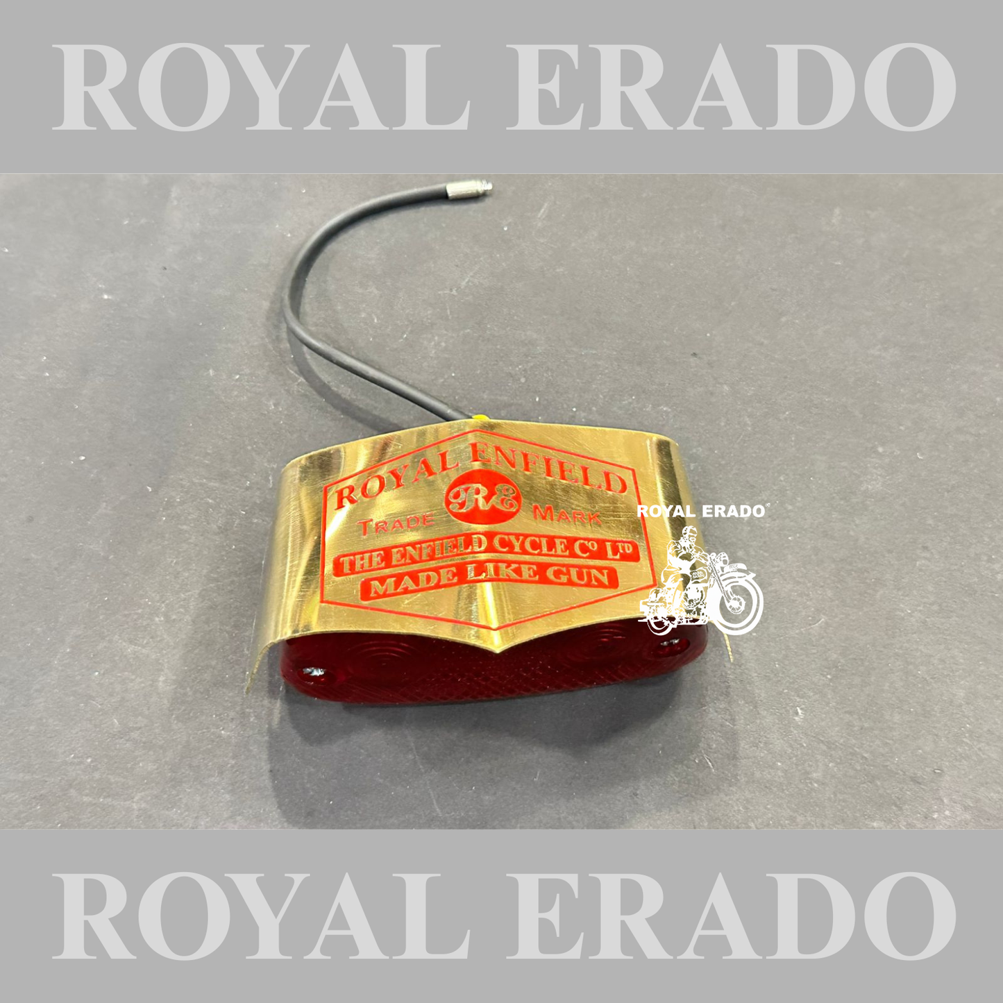 Royal Enfield Vintage British style made in England made like a gun logo Vintage 1962 old g2 model tail light with shade in brass engraved