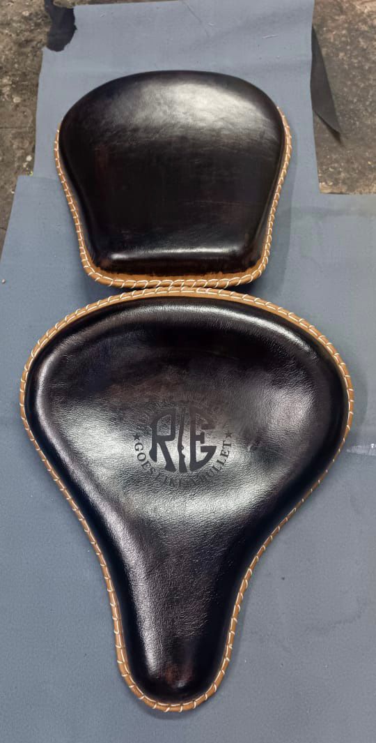 Kabir Singh leather seat, Vintage style with spring ( ARJUN READDY SEAT ) for old Vintage G2 1962 bullet 350, Classic, Electra, and standard 350cc & 500cc, Reborn Classic