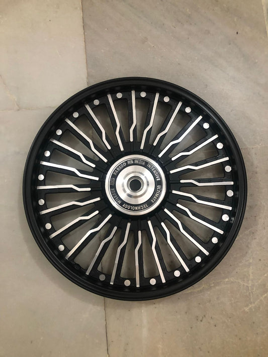 Raceby Kingway 22 SPOKE TALWAR ALLOY BLACK FOR for Royal Enfield  reborn classic single disc and new standard battalion after 2022 model ( front 19” disc & rear drum 18” )