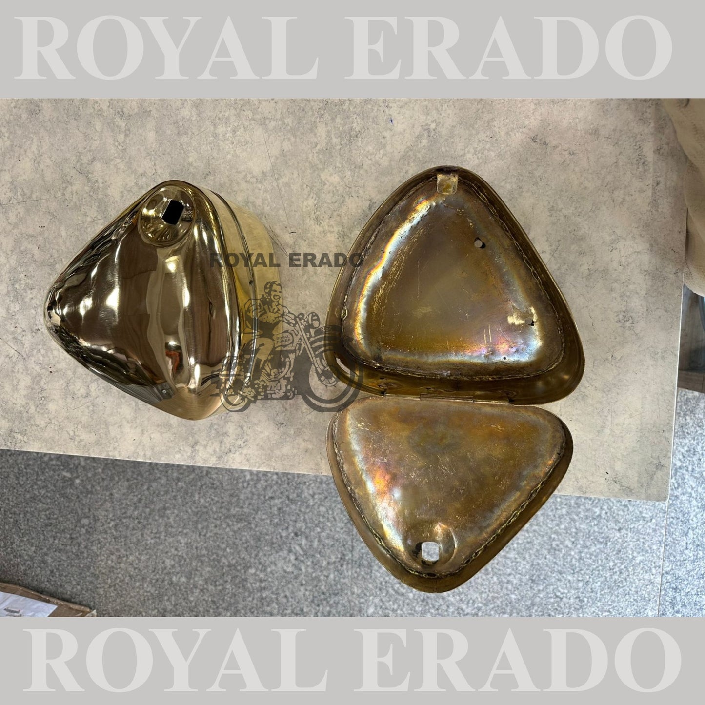 Royal Enfield 1962 vintage old model g2 brass tool box fit for all classic Electra Standard.