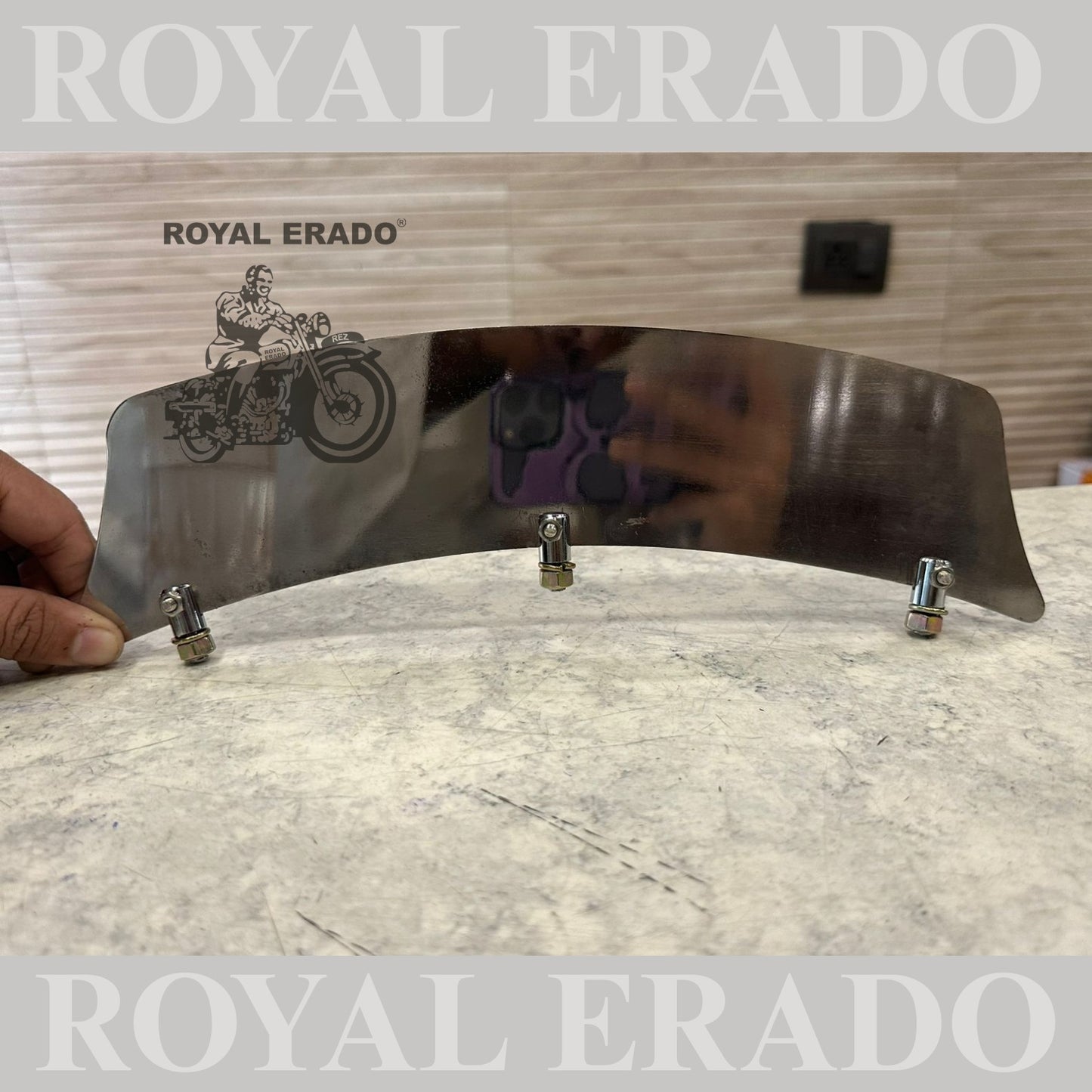 Royal Enfield g2 model vintage 1962 old model chrome number plate for front mudguard with fixing nut khutti in stainless steel non-rustable fit to Battalion Standard bullet Electra Classic Reborn.