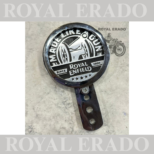 Royal Enfield brass chromed token holder British tax tag holder with made like a gun logo in silver for Royal Enfield vintage 1962 old model g2 , Classic Electra and Standard Battalion