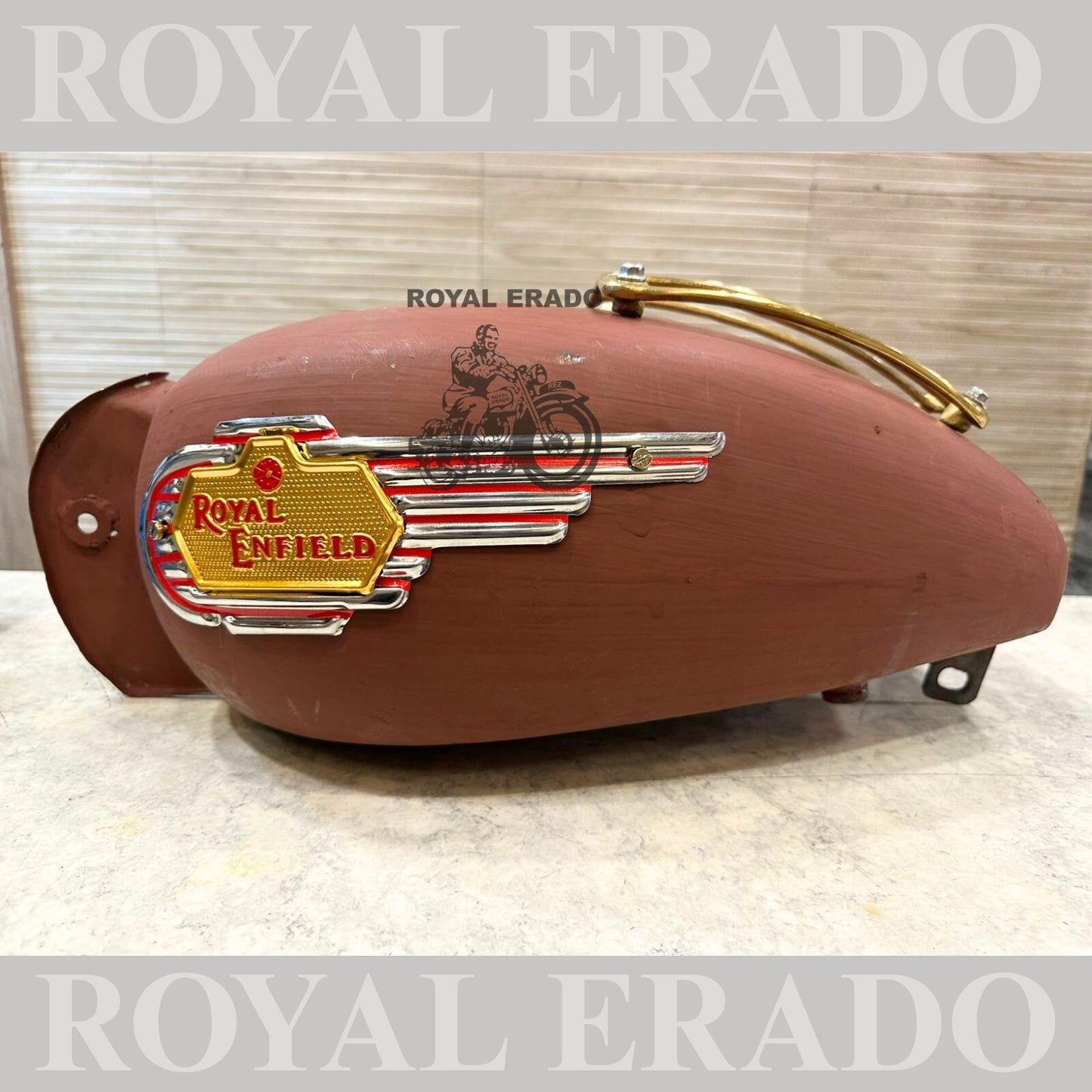 Royal Enfield vintage old style g2 model 14 litters tank for Classic Electra and Standard with brass grill and Royal Enfield tank monogram