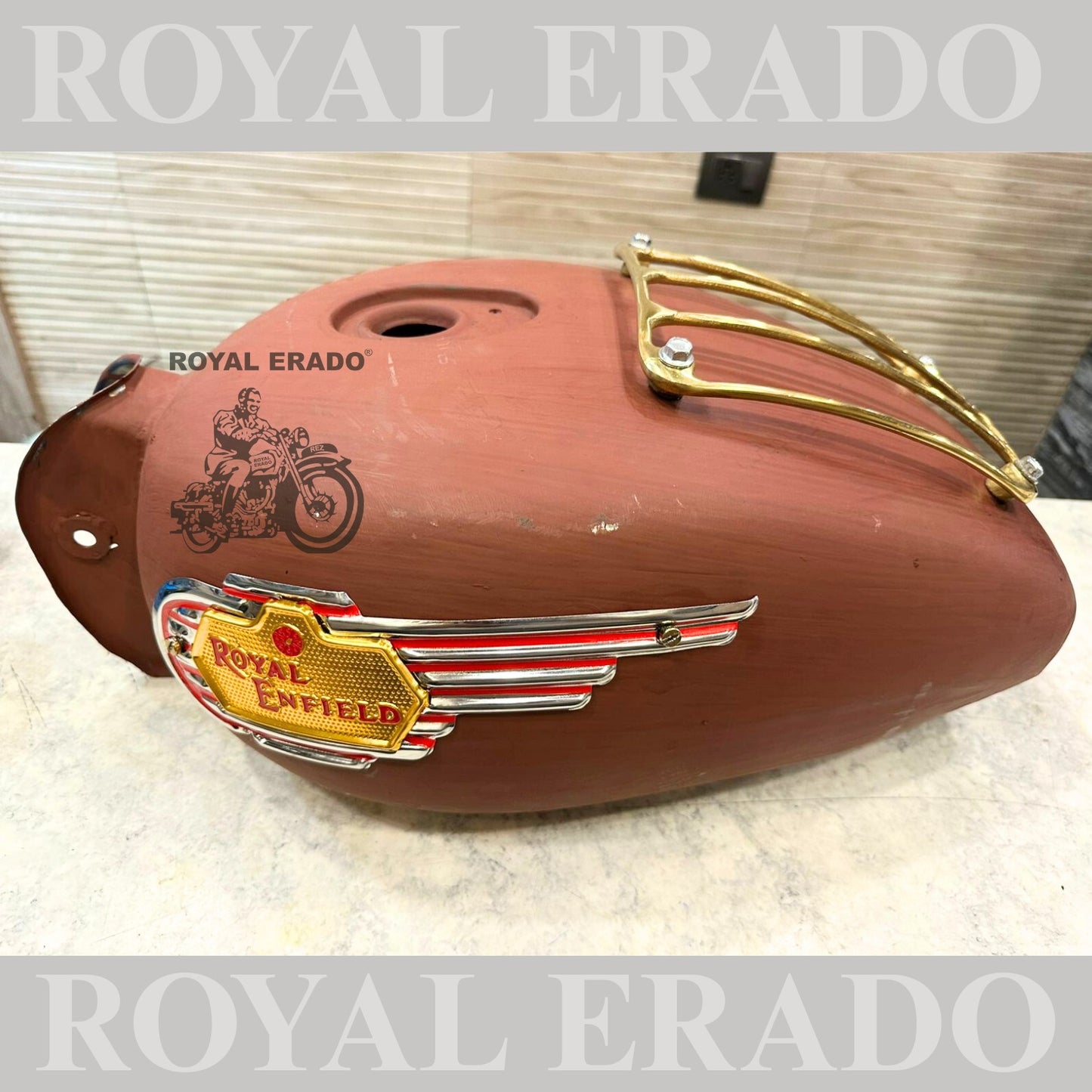 Royal Enfield vintage old style g2 model 14 litters tank for Classic Electra and Standard with brass grill and Royal Enfield tank monogram