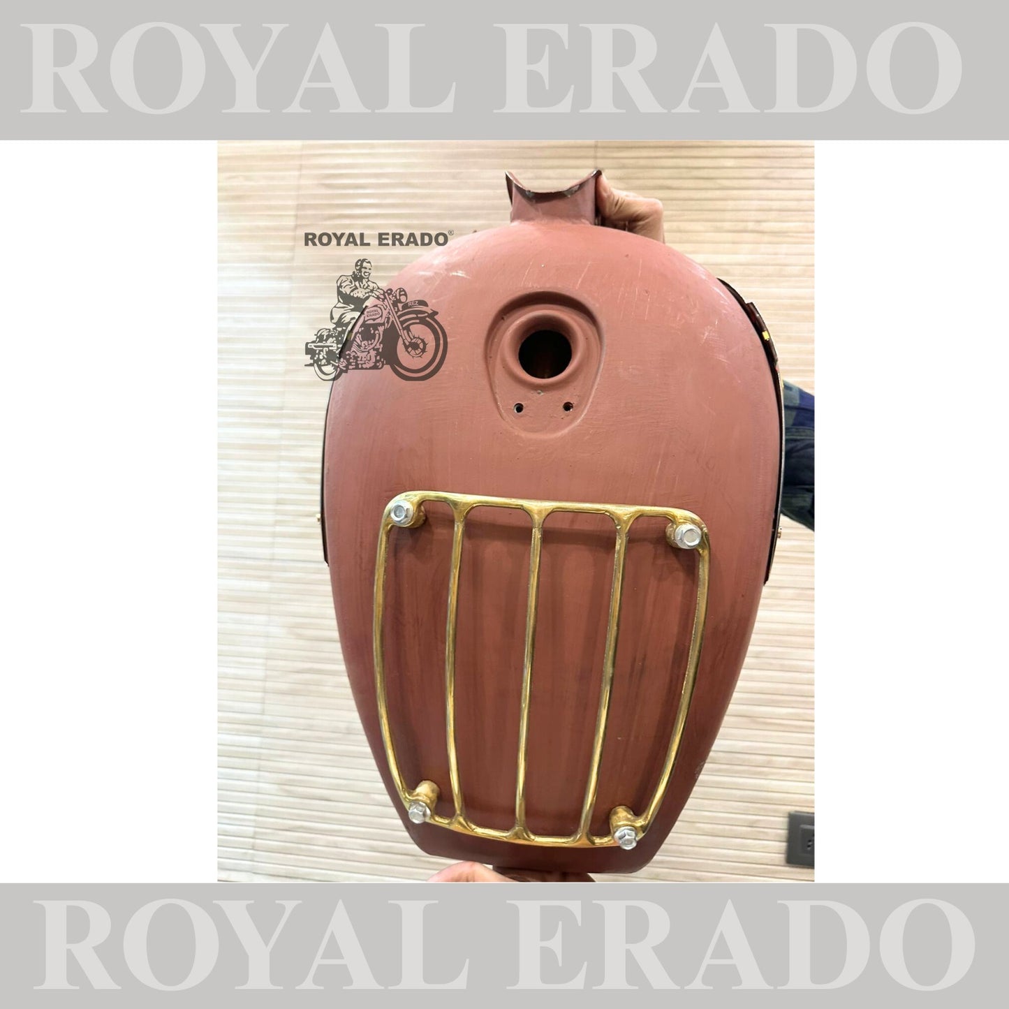 Royal Enfield vintage old style g2 model 14 litters tank for Classic Electra and Standard with brass grill and Royal Enfield tank monogram