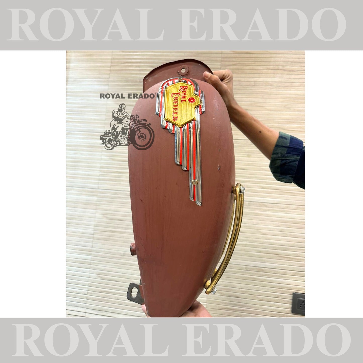 Royal Enfield vintage old style g2 model 14 litters tank for Classic Electra and Standard with brass grill and Royal Enfield tank monogram