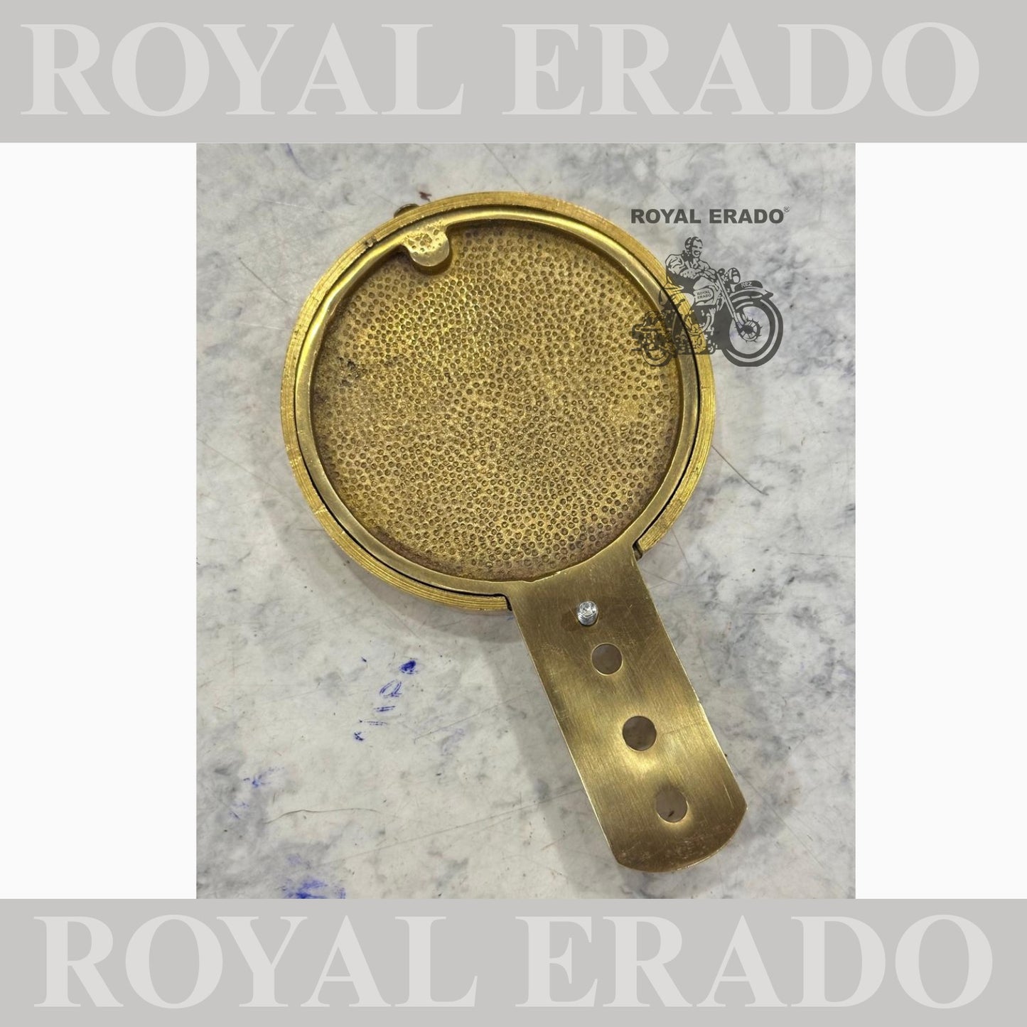 Royal Enfield Reborn Classic Electra Standard Battalion vintage g2 old model 1962 token holder British tax tag holder in brass with E sticker.
