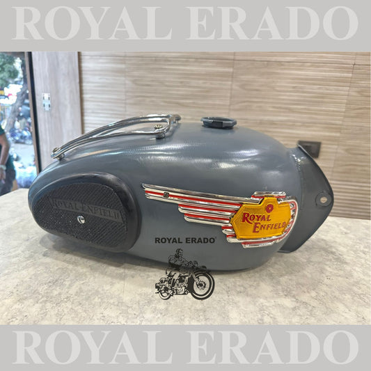 Royal Enfield vintage g2 old model 1962 bullet 350 Standard Electra Classic tank with chrome grill and knee pad and monograms