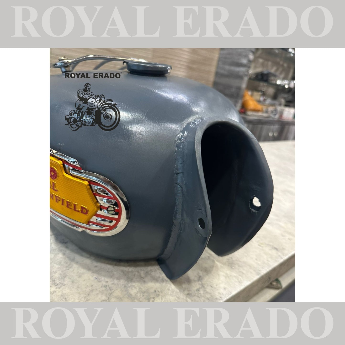 Royal Enfield tank for taurus diesel bullet tank with chrome grill and knee pad and monograms