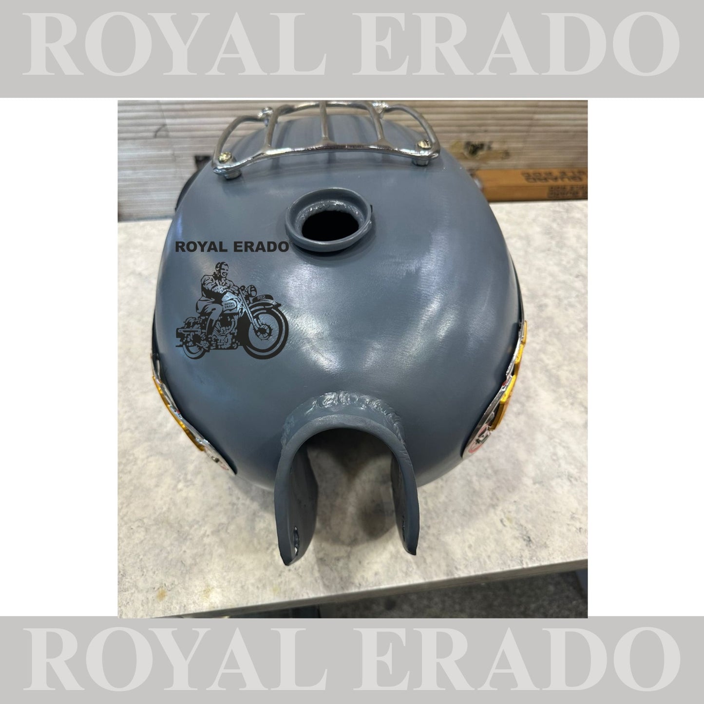 Royal Enfield tank for taurus diesel bullet tank with chrome grill and knee pad and monograms