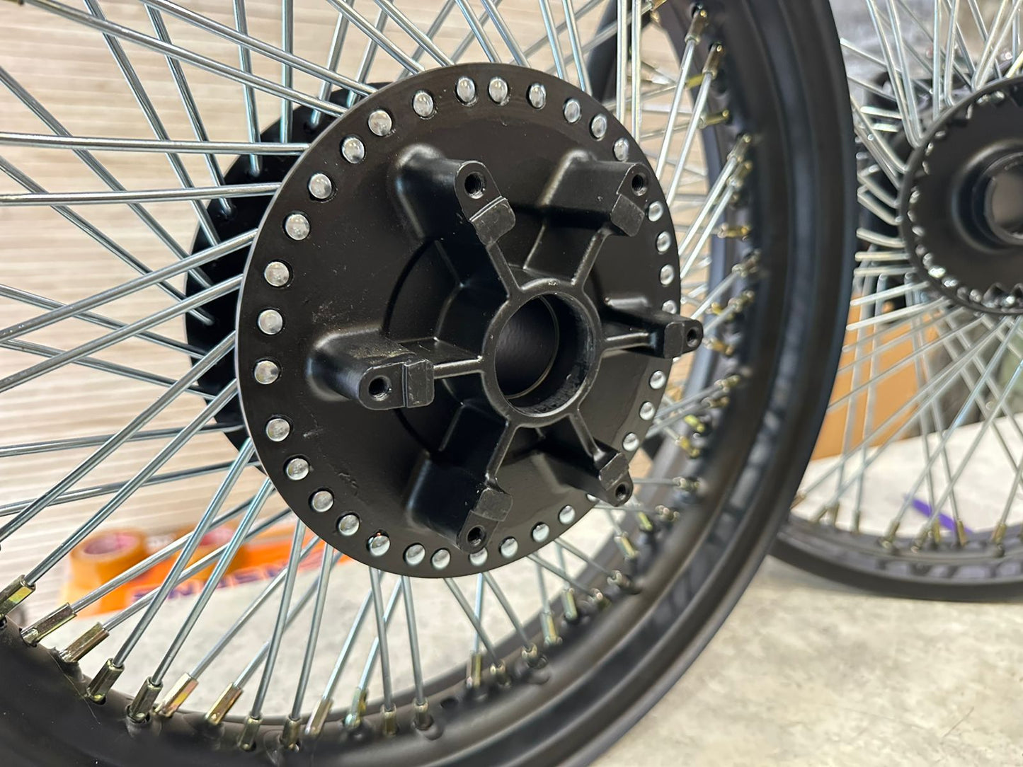 Royal Enfield 80 spoke multi spoke wheel rim for Classic Electra and Standard with front 19” and rear 15” wheel for broad tyre for making a bike Harley style chopper bobber