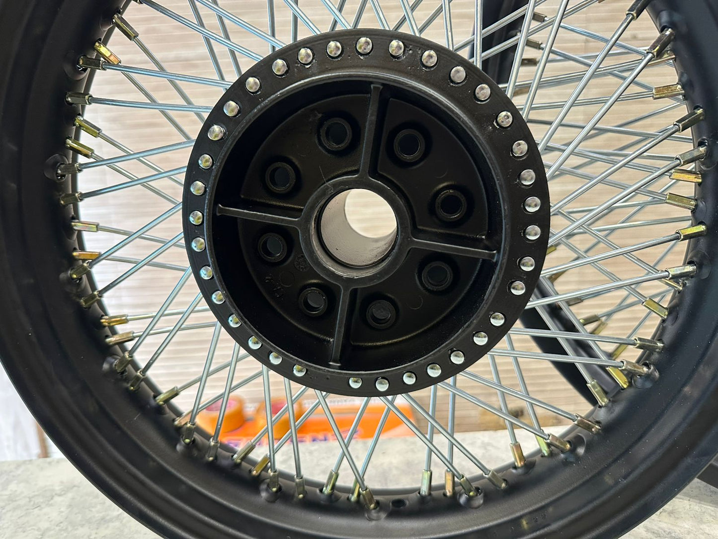 Royal Enfield 80 spoke multi spoke wheel rim for Classic Electra and Standard with front 19” and rear 15” wheel for broad tyre for making a bike Harley style chopper bobber