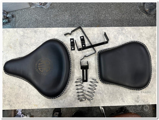 Royal enfield classic electra standard kabir singh seat in black leather with re logo with springs and claps
