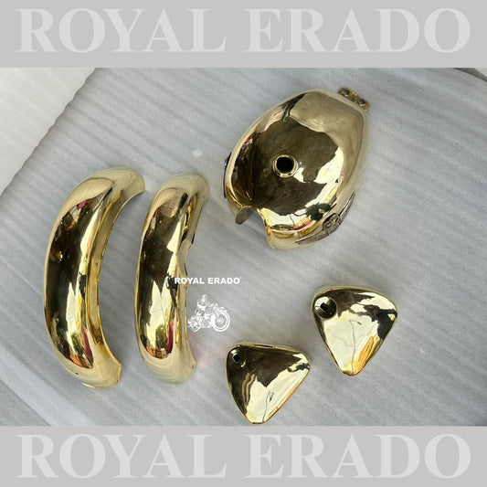 Royal Enfield Classic Electra Standard Vintage G2 1962 Old Model Pure Brass Gold Kit  Brass Tank  Tool Boxes  Brass Mudguards