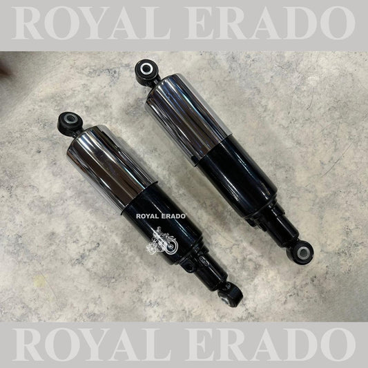 Vintage-Style Rear Shocker Absorber (Black & Chrome) for Royal Enfield (G2, 1962, Bullet, Standard, Electra, Classic)