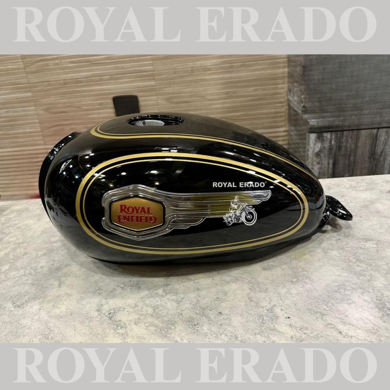 Royal Enfield Standard Fuel Tank (BS3 & BS4 Models) – Hand-Painted Golden Pin-Striping & Classic Decals