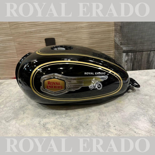 Royal Enfield Standard Fuel Tank (BS3 & BS4 Models) – Hand-Painted Golden Pin-Striping & Classic Decals