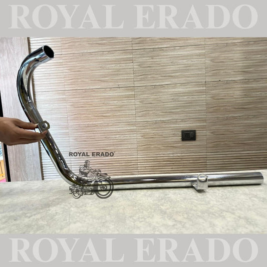 Vintage Chrome L-Type Exhaust Bend Pipe for Royal Enfield (G2, 1962, Pre-2000 Cast Iron Engine Models)