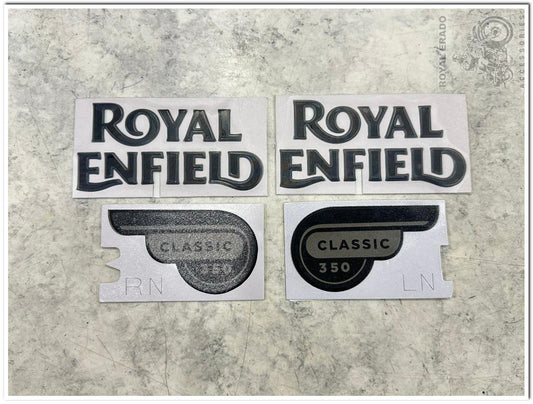 Royal enfield classic gun metal grey and electra standard tank and tool box sticker in black classic 350 sticker