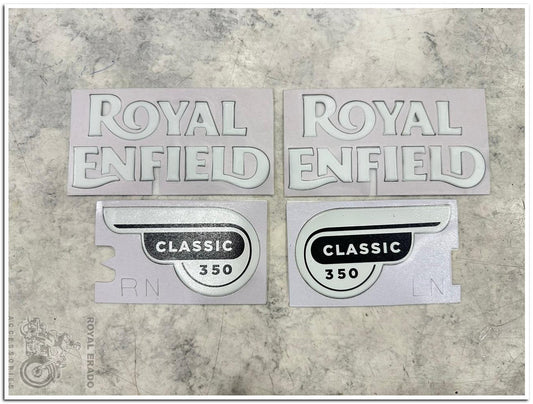 Royal enfield classic electra standard tank and tool box sticker in white classic 350 sticker