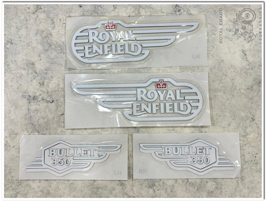 Royal enfield bullet 350 standard classic electra tank and tool box sticker in white