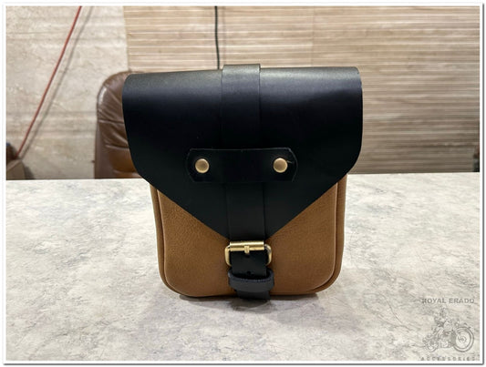 Royal enfield brown and black tank bag with magnet in leather for reborn classic electra battalion standard bullet 350 meteor 350 super meteor 650 interceptor 650 and continental gt